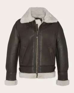 Schott Vestes, Manteaux-Sheepskin Leather Bomber Marron