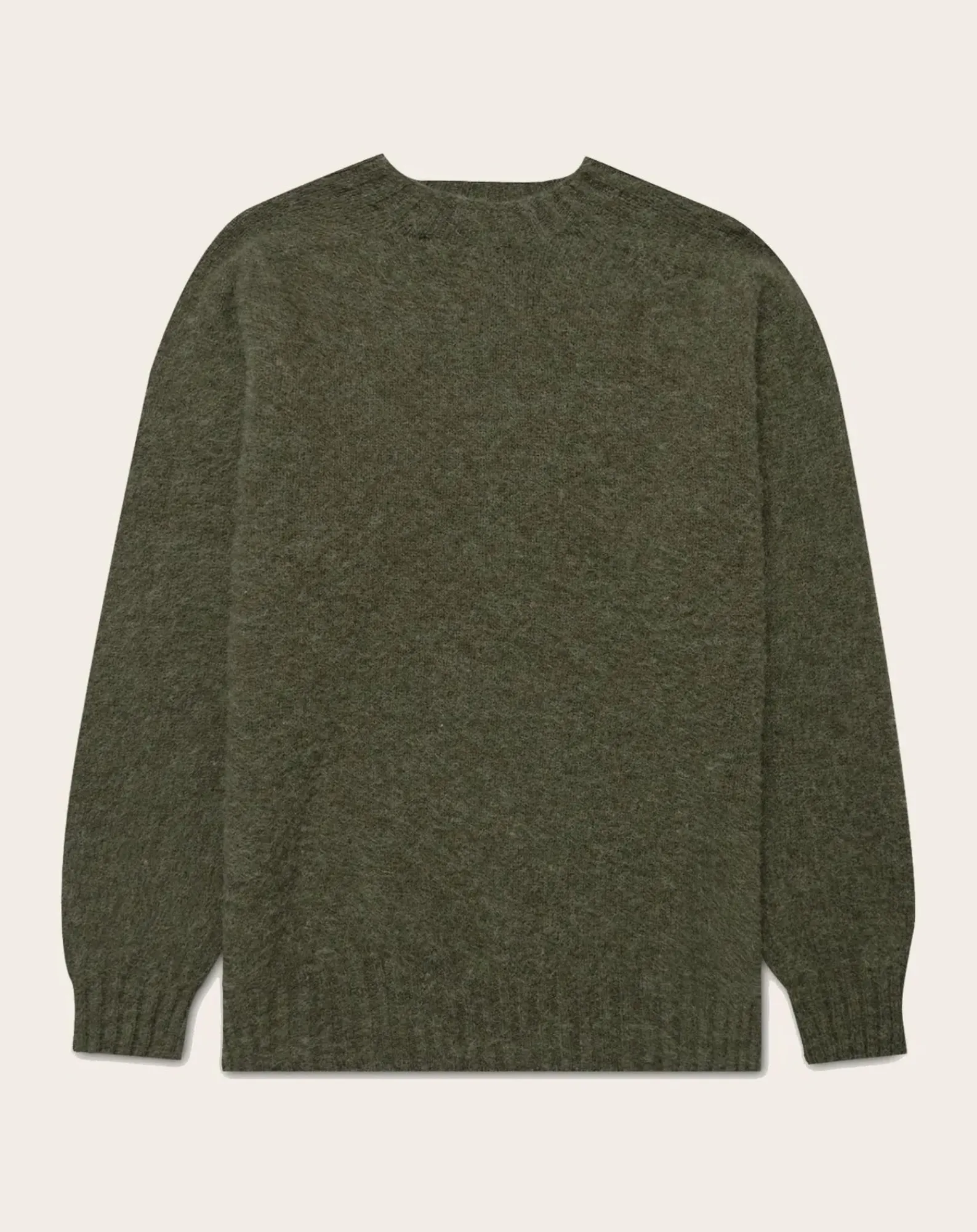 Sunspel Pulls, Gilets-Shetland Round Neck Sweater Vert kaki