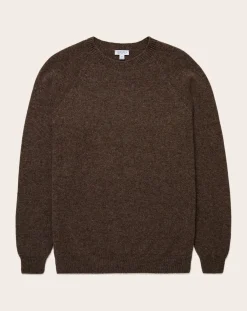 Sunspel Pulls, Gilets-Shetland Round Neck Sweater Marron