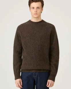 Sunspel Pulls, Gilets-Shetland Round Neck Sweater Marron