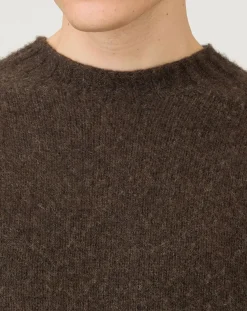 Sunspel Pulls, Gilets-Shetland Round Neck Sweater Marron