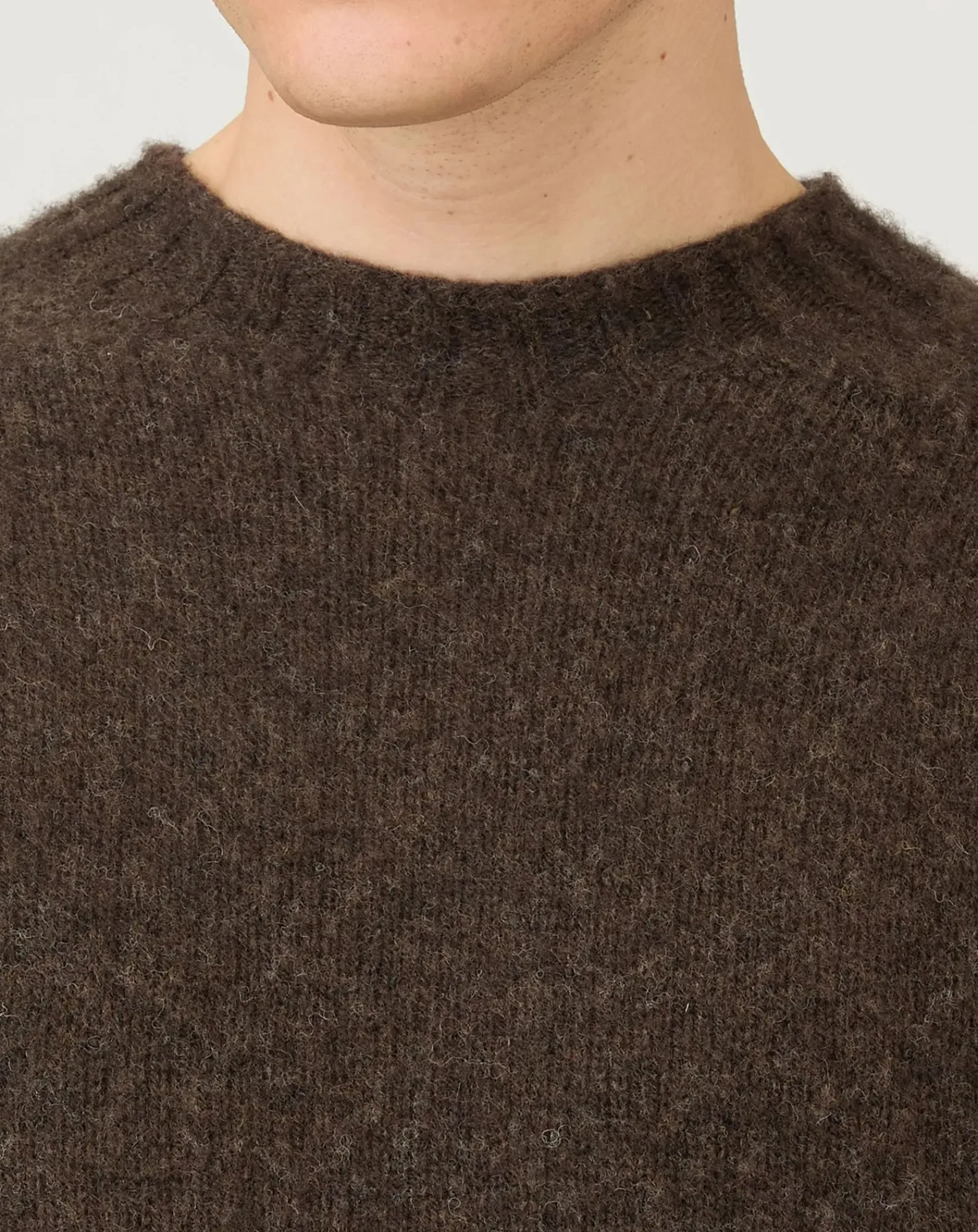 Sunspel Pulls, Gilets-Shetland Round Neck Sweater Marron