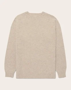 Sunspel Pulls, Gilets-Shetland Round Neck Sweater Beige