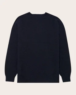 Sunspel Pulls, Gilets-Shetland Round Neck Sweater Bleu marine