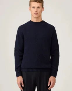 Sunspel Pulls, Gilets-Shetland Round Neck Sweater Bleu marine