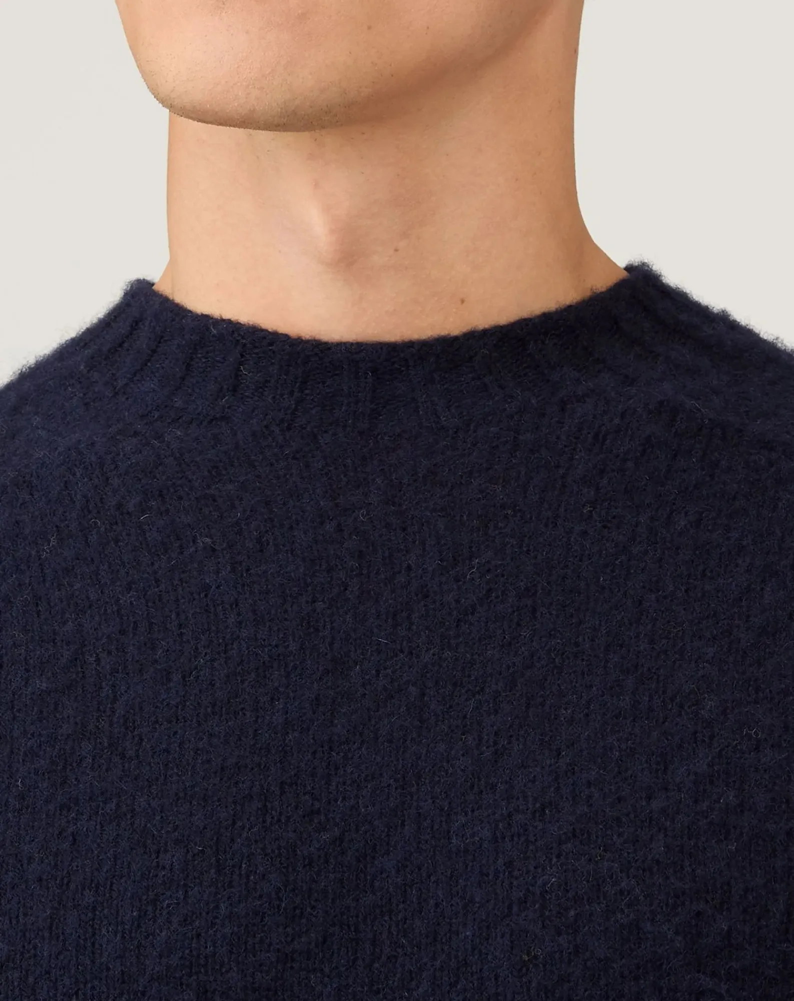 Sunspel Pulls, Gilets-Shetland Round Neck Sweater Bleu marine