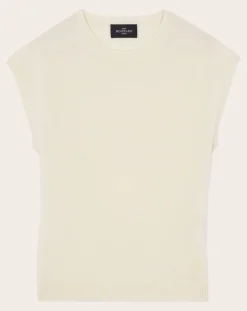 Bompard Pulls, Gilets-Short-sleeved Cashmere Sweater Naturel
