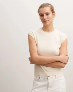 Bompard Pulls, Gilets-Short-sleeved Cashmere Sweater Naturel