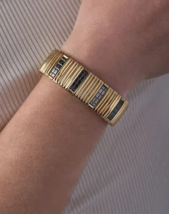 Sigal Bracelets-SIG 18-1 Stripes bracelet Noir/Doré