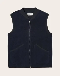 Universal Works Vestes, Manteaux-Sleeveless Zipped Vest Bleu marine