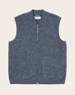 Universal Works Vestes, Manteaux-Sleeveless Zipped Vest Bleu Acier