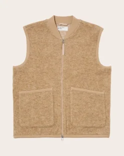 Universal Works Vestes, Manteaux-Sleeveless Zipped Vest Marron
