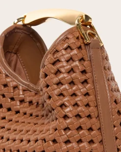 Elleme Sacs À Main-Small Boomerang Braided Leather Bag Cognac