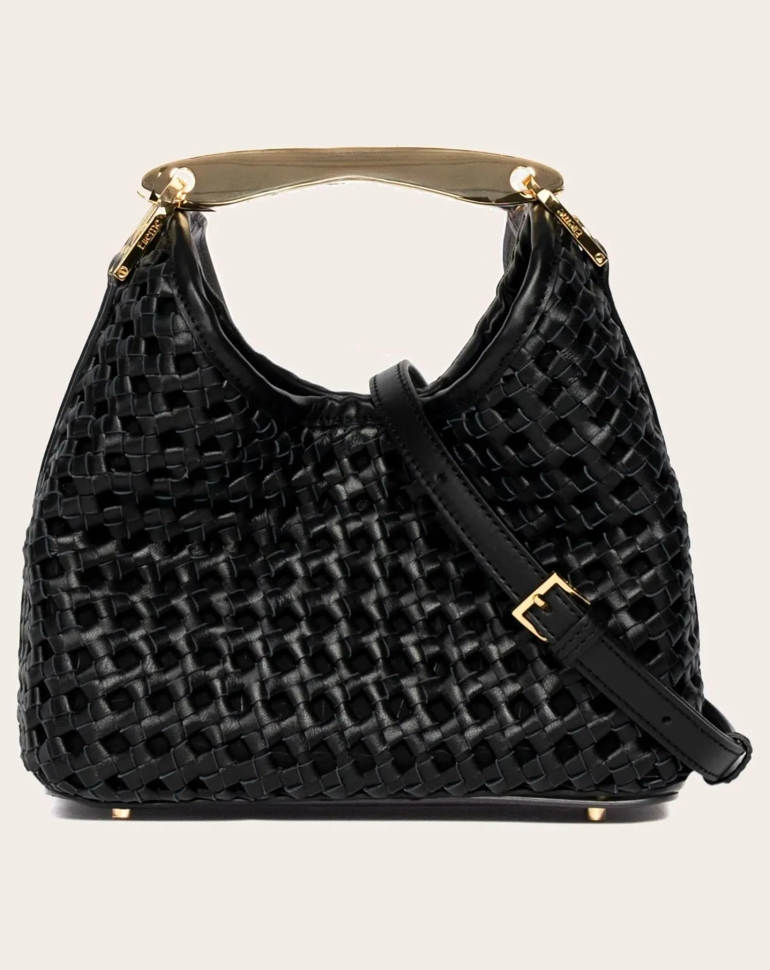 Elleme Sacs À Main-Small Boomerang Braided Leather Bag Noir