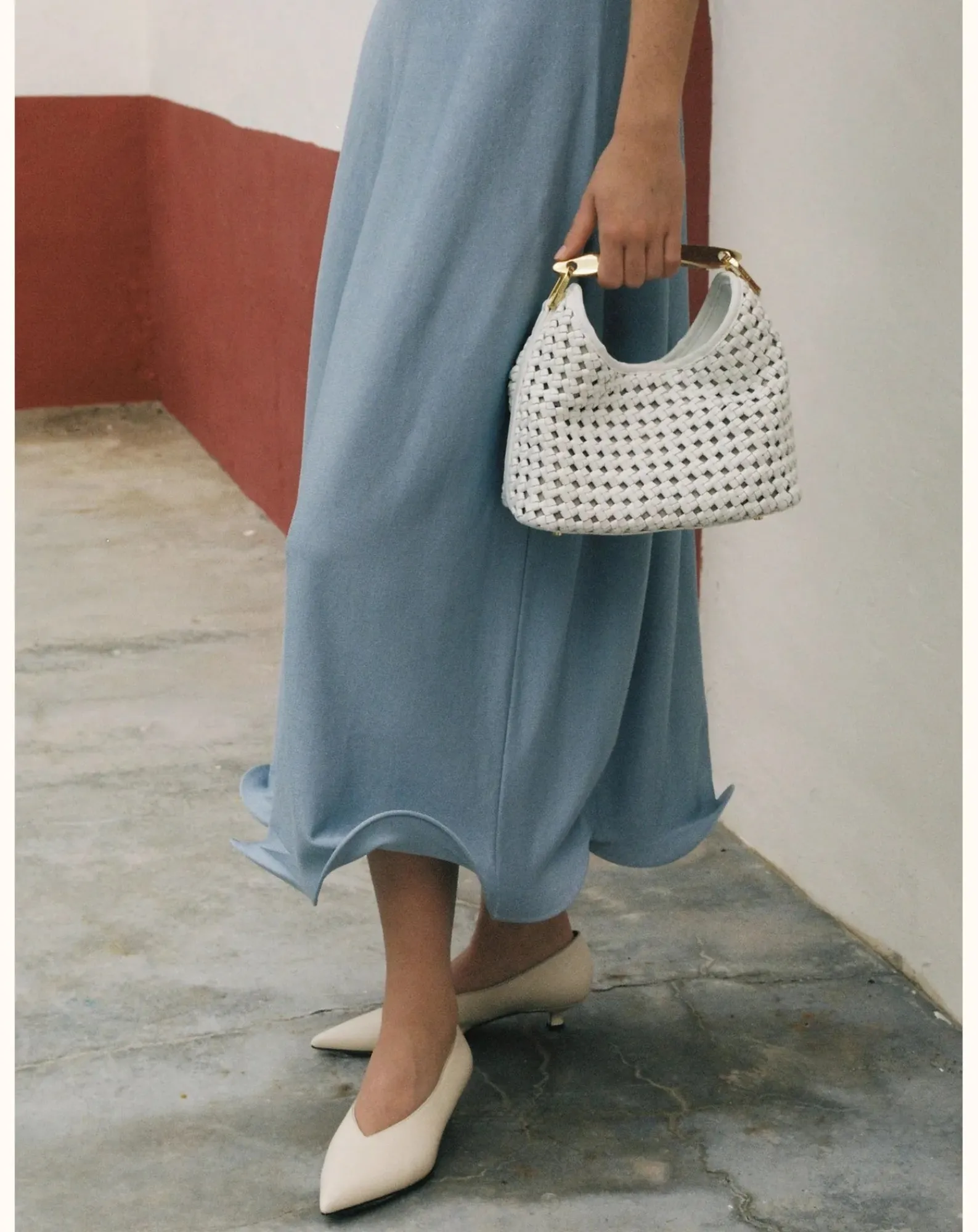 Elleme Sacs À Main-Small Boomerang Braided Leather Bag Blanc