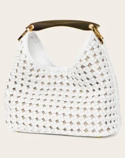Elleme Sacs À Main-Small Boomerang Braided Leather Bag Blanc