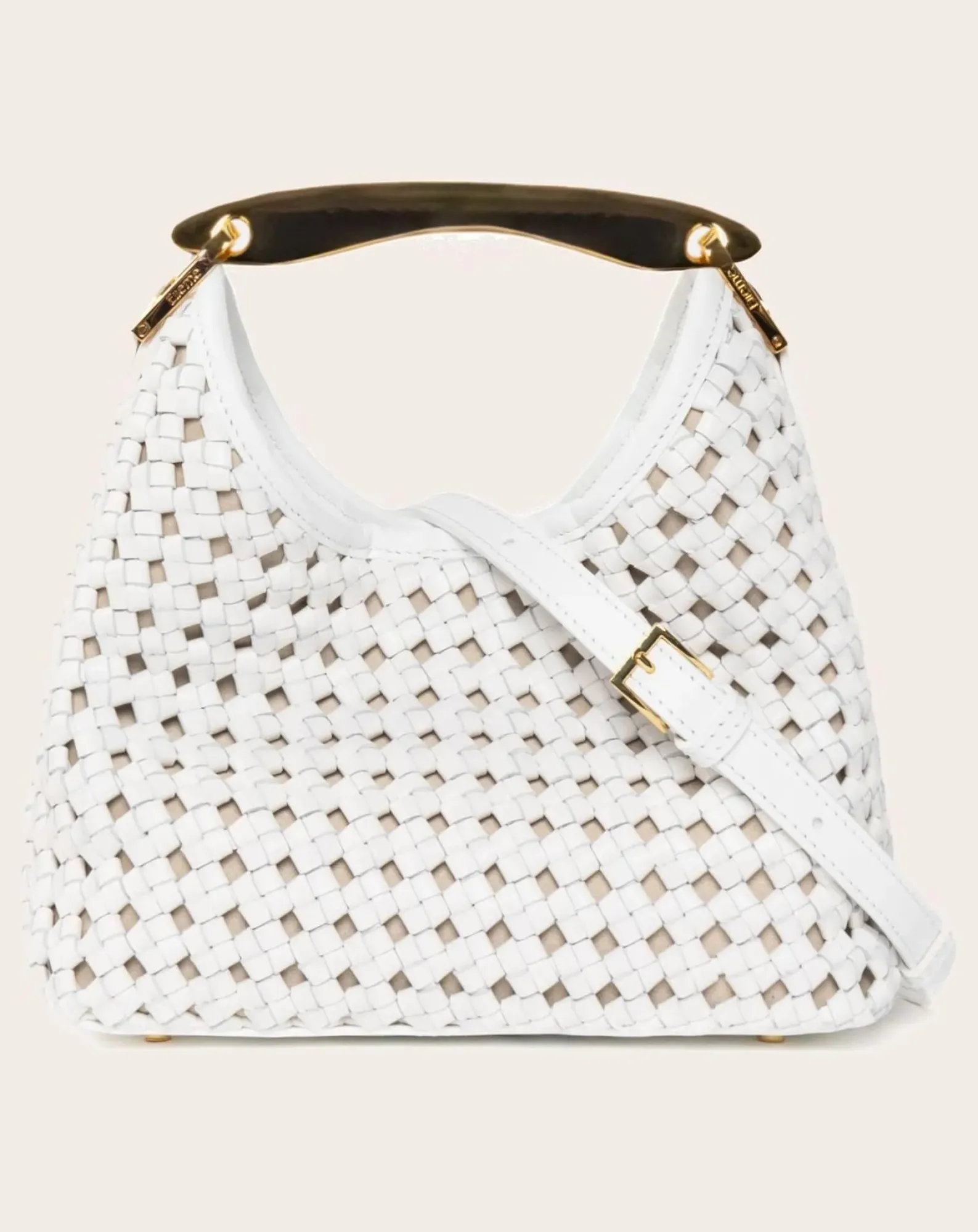 Elleme Sacs À Main-Small Boomerang Braided Leather Bag Blanc