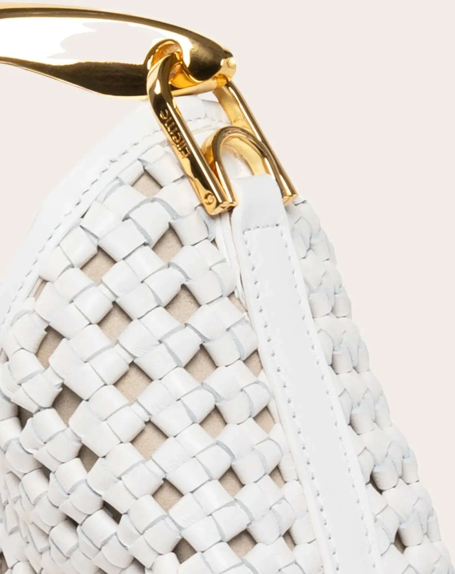 Elleme Sacs À Main-Small Boomerang Braided Leather Bag Blanc