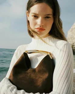 Elleme Sacs À Main-Small Boomerang Shearling bag Marron