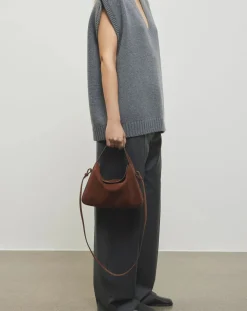 Aesther Ekme Sacs À Main-Soft Baguette Crossbody handbag in suede leather Marron