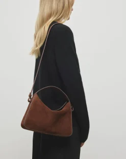 Aesther Ekme Sacs À Main-Soft Baguette Crossbody handbag in suede leather Marron