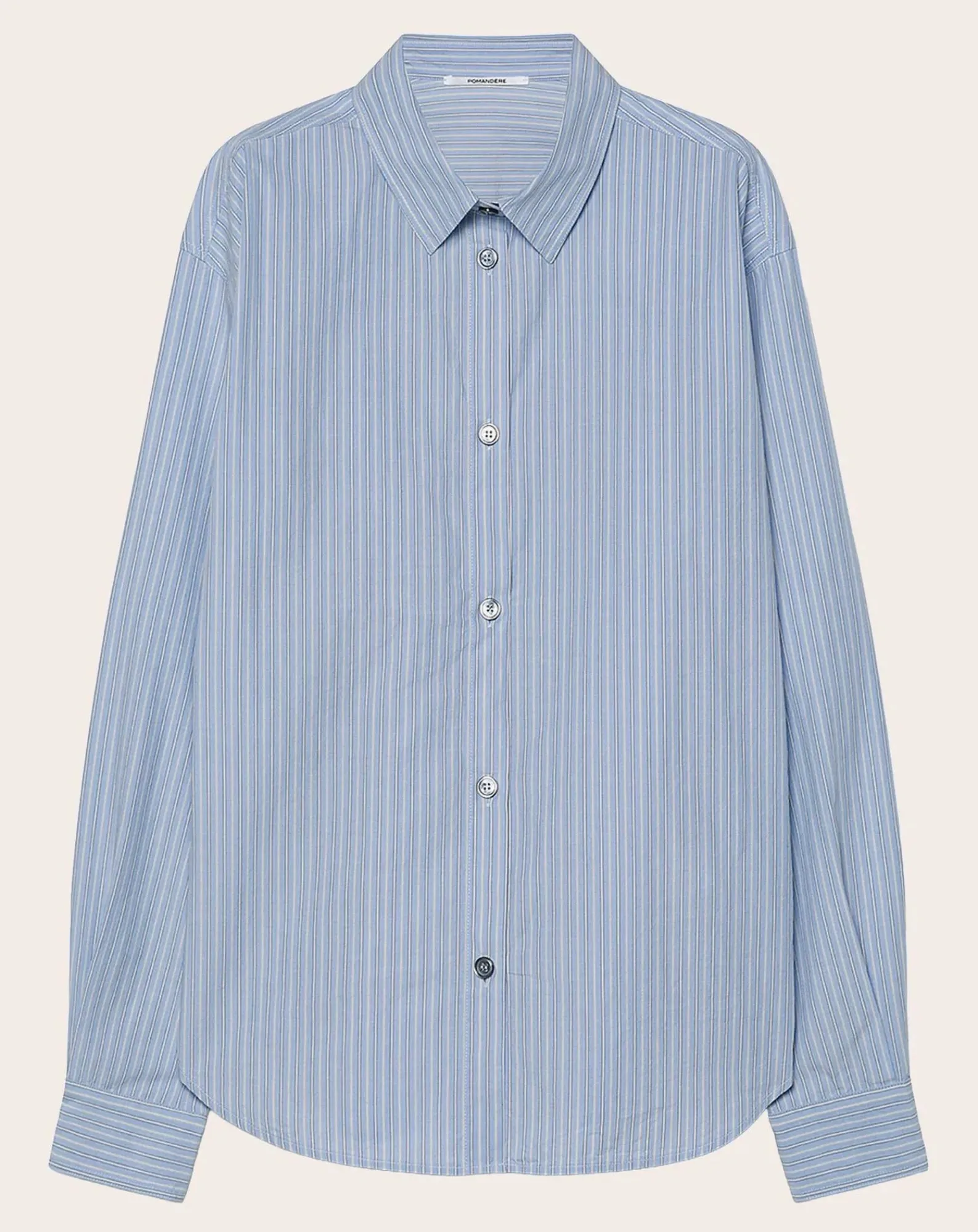 Pomandère Blouses, Chemises-Striped Cotton Poplin Shirt Bleu