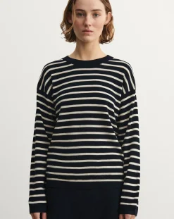 FUB Pulls, Gilets-Striped Merino Wool Sweater - Women's Collection Ecru