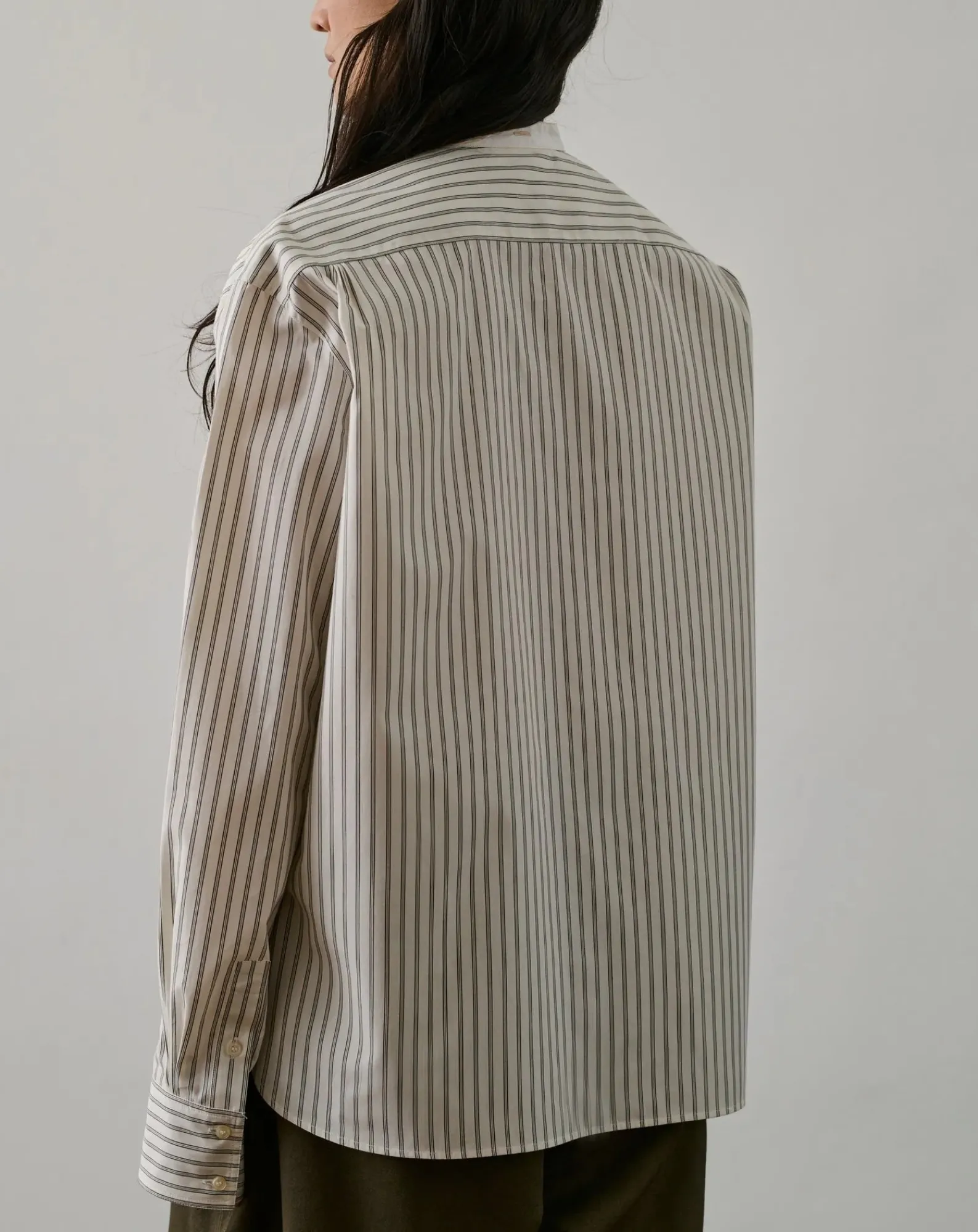 Soeur Blouses, Chemises-Striped Organic Cotton Bermuda Shirt Blanc cassé