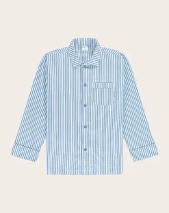 Pockies Chaussettes, Sous-Vêtements-Striped Organic Cotton Pyjama Shirt Bleu