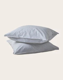 Suite 702 Linge De Lit-Striped Pillowcase in Organic Cotton - Set of 2 Bleu