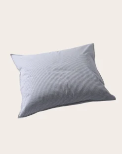 Suite 702 Linge De Lit-Striped pillowcase in organic percale Bleu