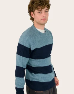 Origin Knitwear Pulls, Gilets-Striped Wool Seamless Sweater Bleu