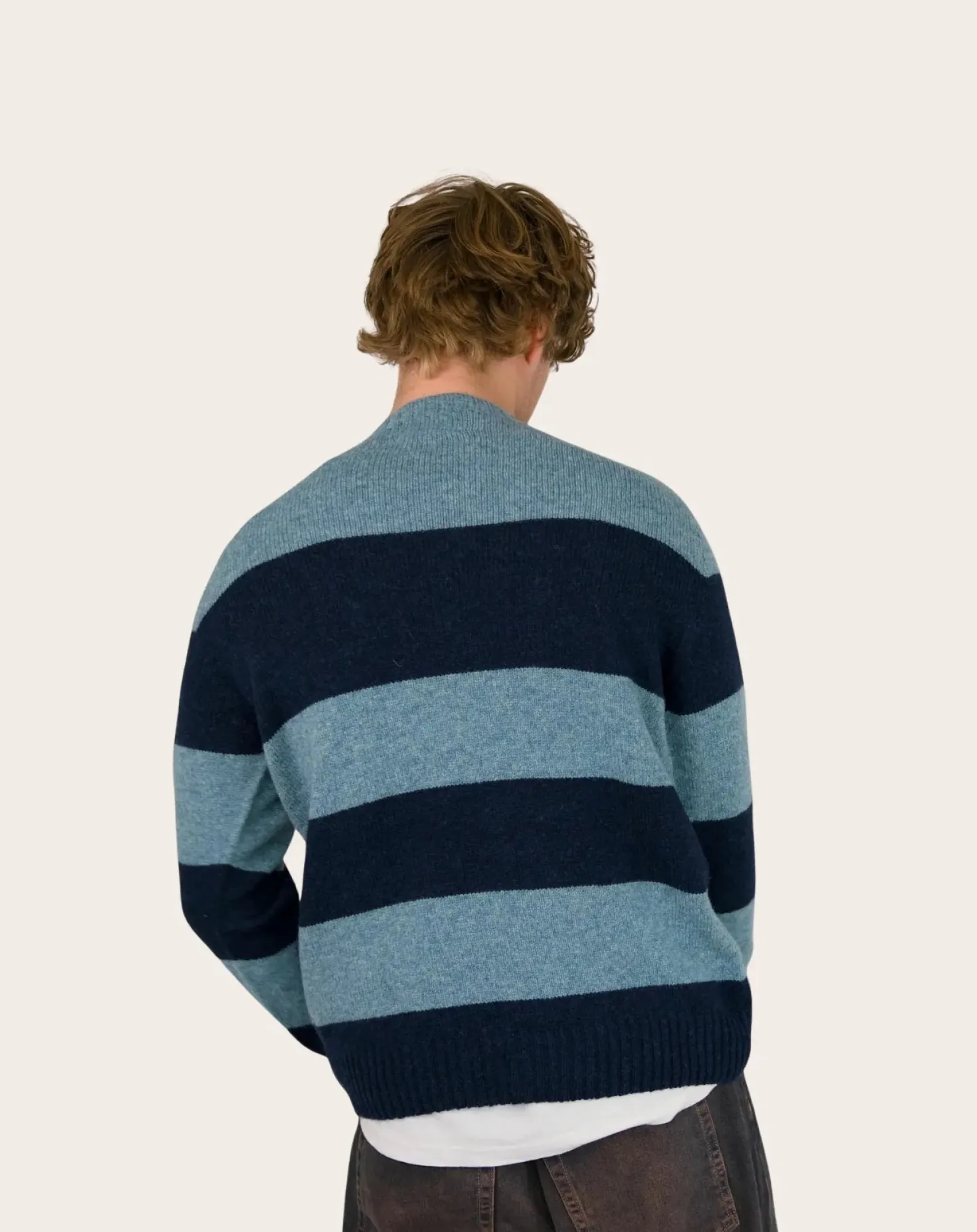 Origin Knitwear Pulls, Gilets-Striped Wool Seamless Sweater Bleu