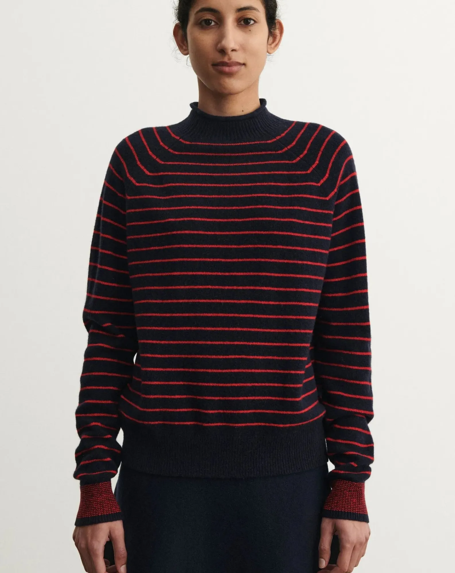 FUB Pulls, Gilets-Striped Wool Sweater - Women's Collection Bleu marine