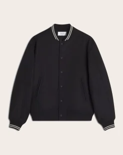 Maison Kitsuné Vestes, Manteaux-Teddy Varsity Wool and Cashmere Jacket Noir