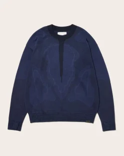 YDOT Pulls, Gilets-Thermal Knit Crewneck Sweater Bleu
