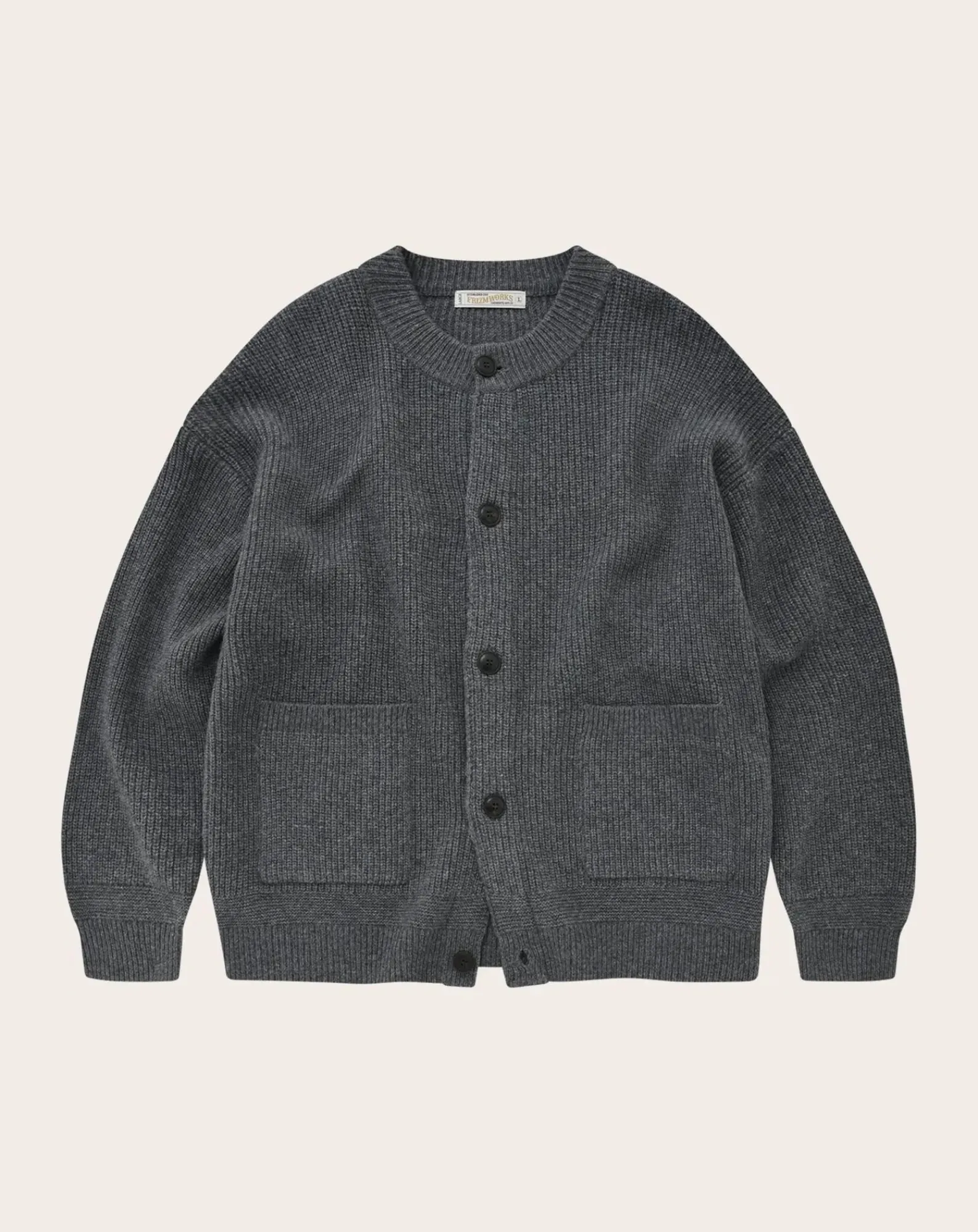 Frizmworks Pulls, Gilets-Thick Wool Cardigan Gris foncé