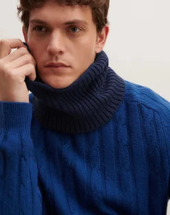 Bompard Echarpes, Foulards-12-thread Cashmere Rib Choker Bleu marine