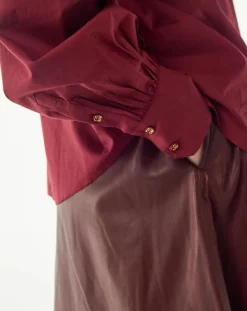 BELLEPIECE Blouses, Chemises-Tom Cotton Poplin Blouse Bordeaux