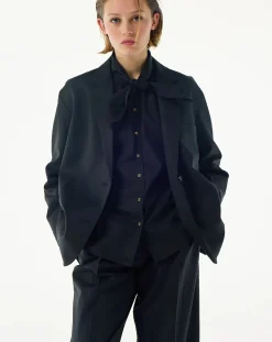 BELLEPIECE Blouses, Chemises-Tom Cotton Poplin Blouse Noir