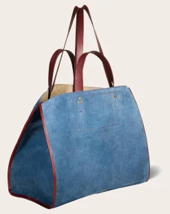 Jérôme Dreyfuss Cabas-Tote bag Léon M Velvet crust Bleu jean