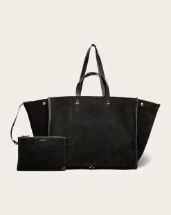 Jérôme Dreyfuss Cabas-Tote bag Léon M Velvet crust Noir