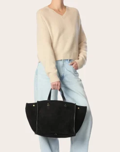 Jérôme Dreyfuss Cabas-Tote bag Léon M Velvet crust Noir