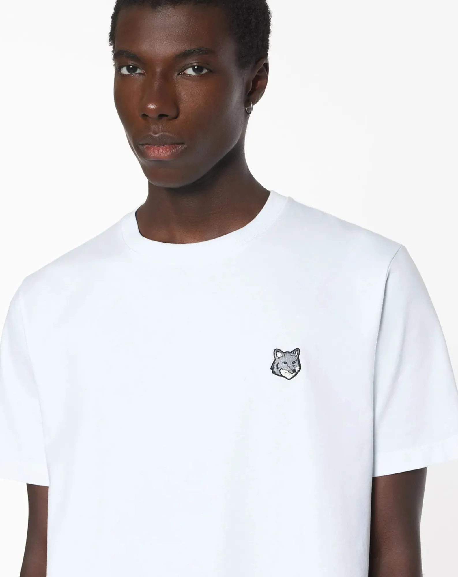 Maison Kitsuné Tee-Shirts, Polos-T-Shirt Tête De Renard Coton Confort Blanc