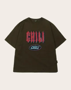 TEE LIBRARY Tee-Shirts, Polos-T-Shirt What Life is Chill Chli cotton Marron