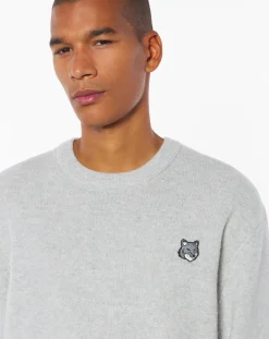 Maison Kitsuné Pulls, Gilets-Tête De Renard Comfort Wool Sweater Beige