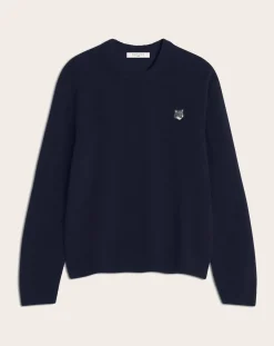 Maison Kitsuné Pulls, Gilets-Tête De Renard Comfort Wool Sweater Bleu