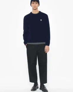 Maison Kitsuné Pulls, Gilets-Tête De Renard Comfort Wool Sweater Bleu