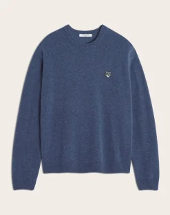 Maison Kitsuné Pulls, Gilets-Tête De Renard Comfort Wool Sweater Bleu jean
