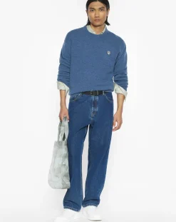 Maison Kitsuné Pulls, Gilets-Tête De Renard Comfort Wool Sweater Bleu jean